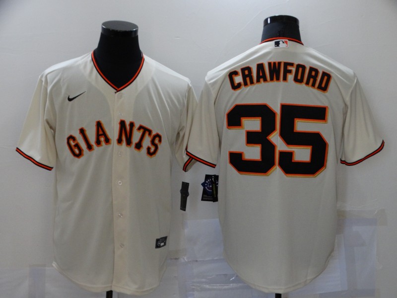 Men San Francisco Giants #35 Crawford Cream Game Nike 2021 MLB Jersey
